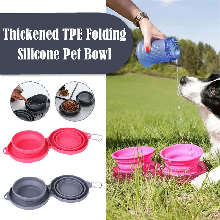 Foldable Rubber Double Pet Feeding Bowl