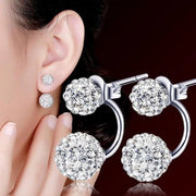 Silver Double Beaded Rhinestone Studs