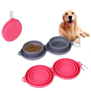 Foldable Rubber Double Pet Feeding Bowl