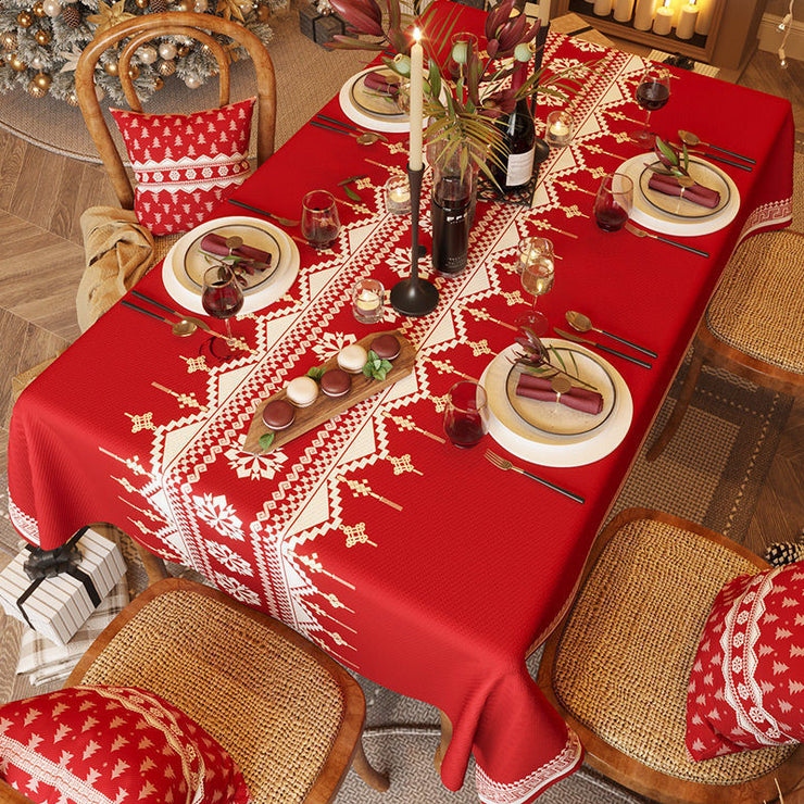 Christmas Red Tablecloth Festive Rectangular