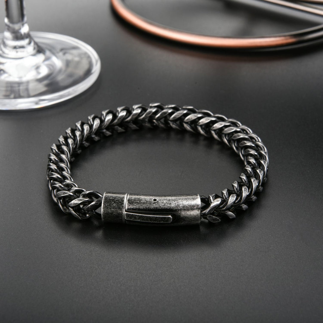 Round Mill Titanium Steel Bracelet For Men