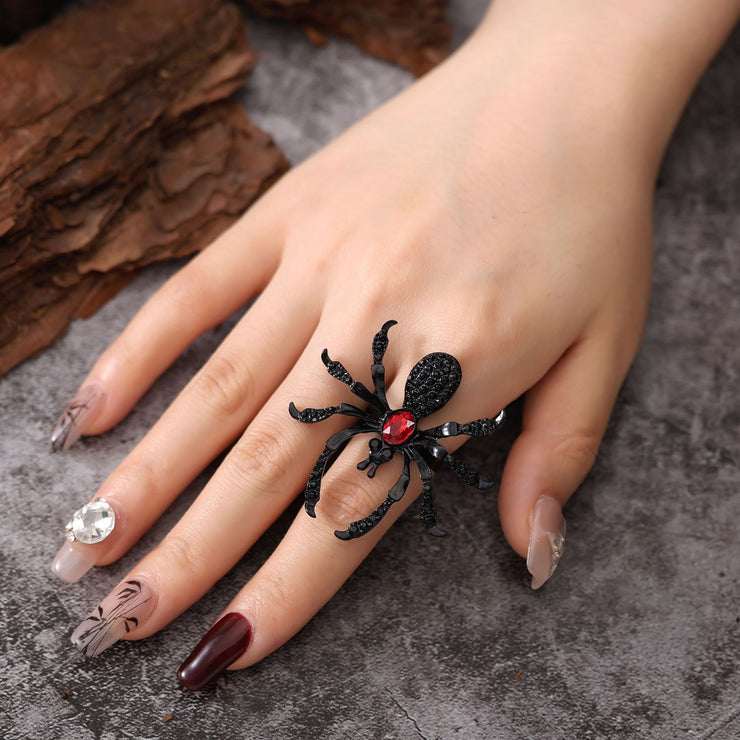 Halloween Rhinestone Spider Ring