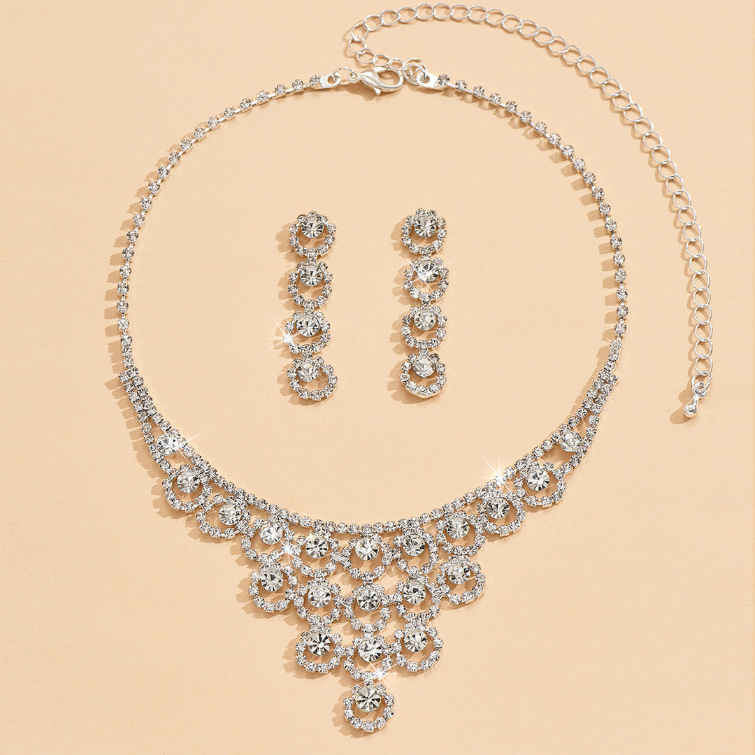 Rhinestone Necklace And Earrings Set