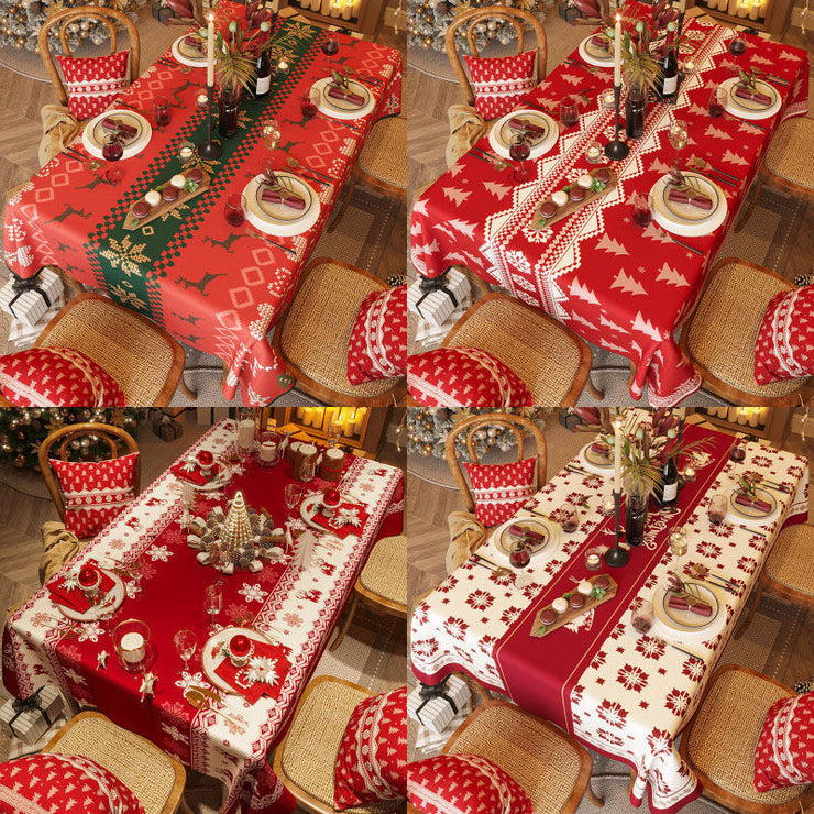 Christmas Red Tablecloth Festive Rectangular