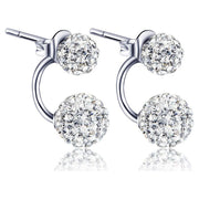 Silver Double Beaded Rhinestone Studs