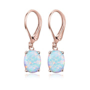 Four Claw Oval Opal Earrings