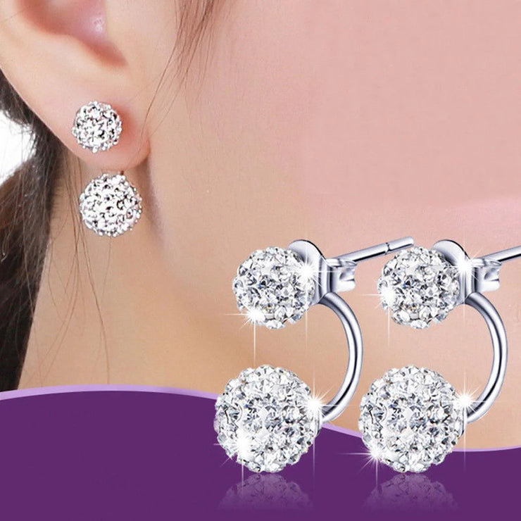 Silver Double Beaded Rhinestone Studs