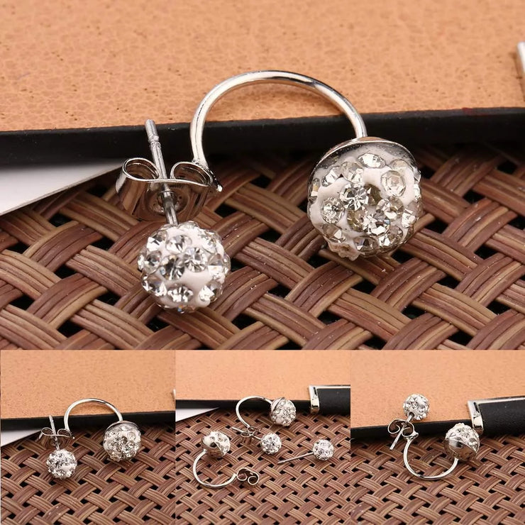 Silver Double Beaded Rhinestone Studs