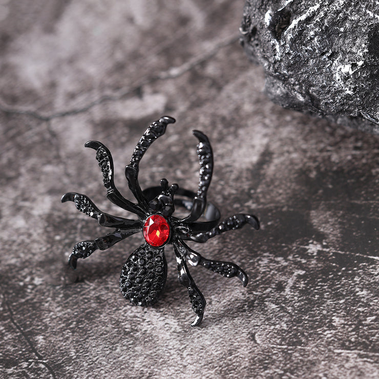 Halloween Rhinestone Spider Ring