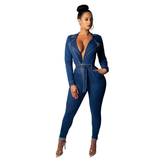 Denim women's bodysuits