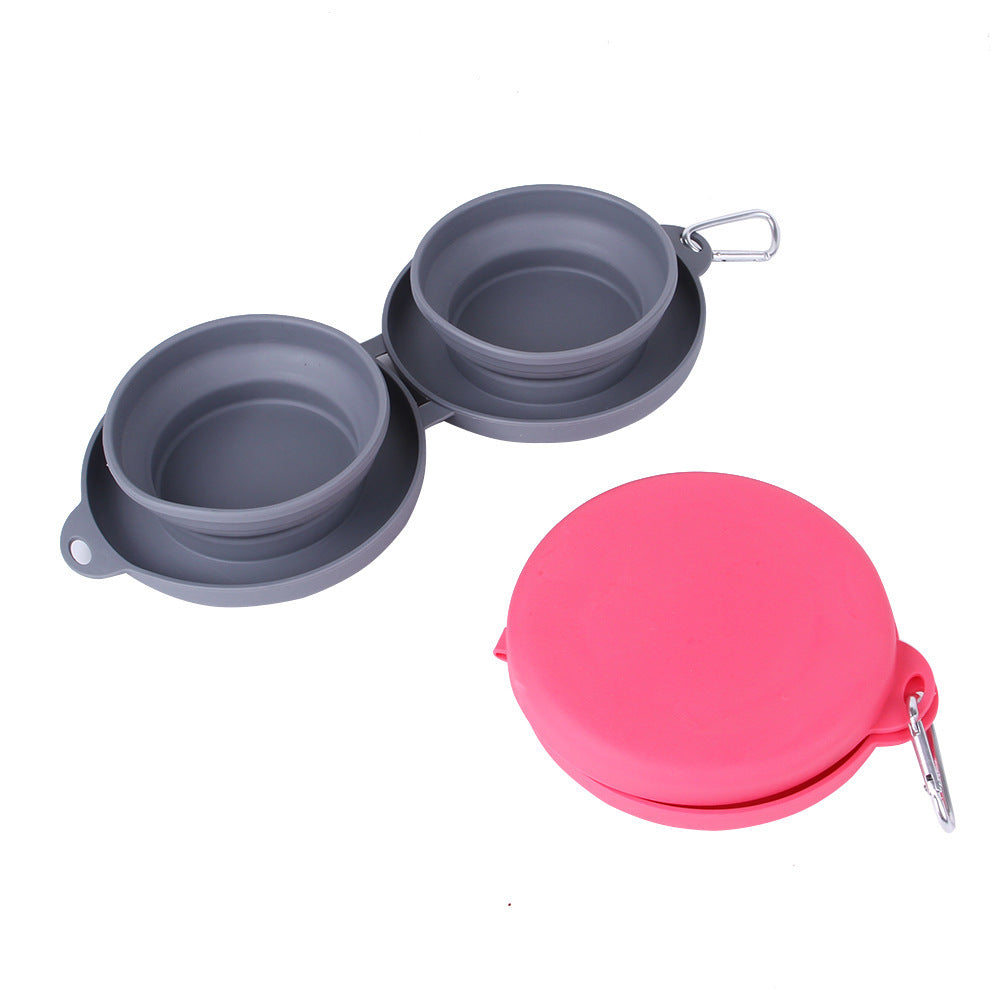 Foldable Rubber Double Pet Feeding Bowl