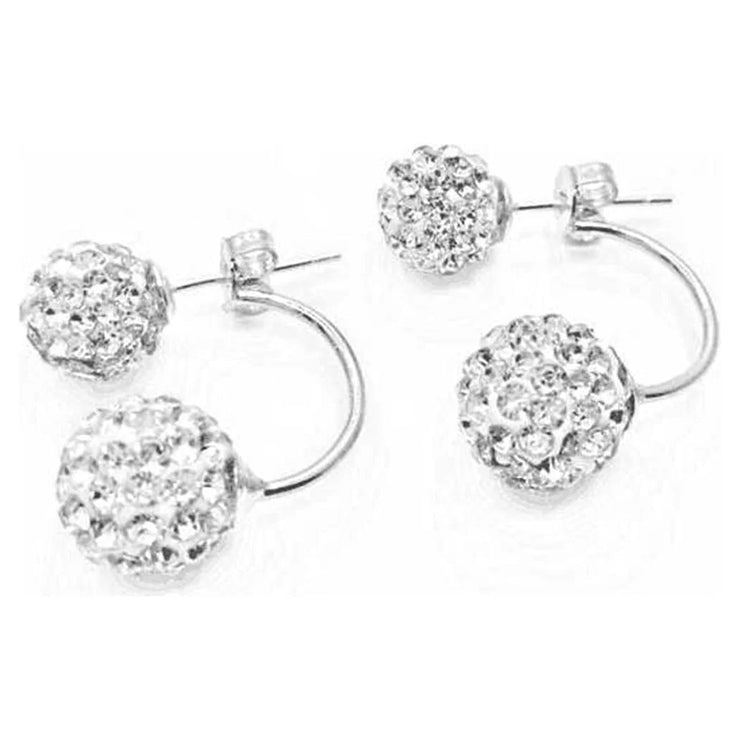 Silver Double Beaded Rhinestone Studs