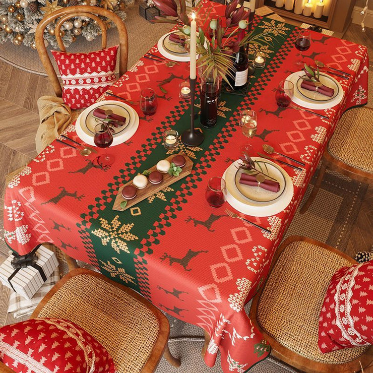 Christmas Red Tablecloth Festive Rectangular