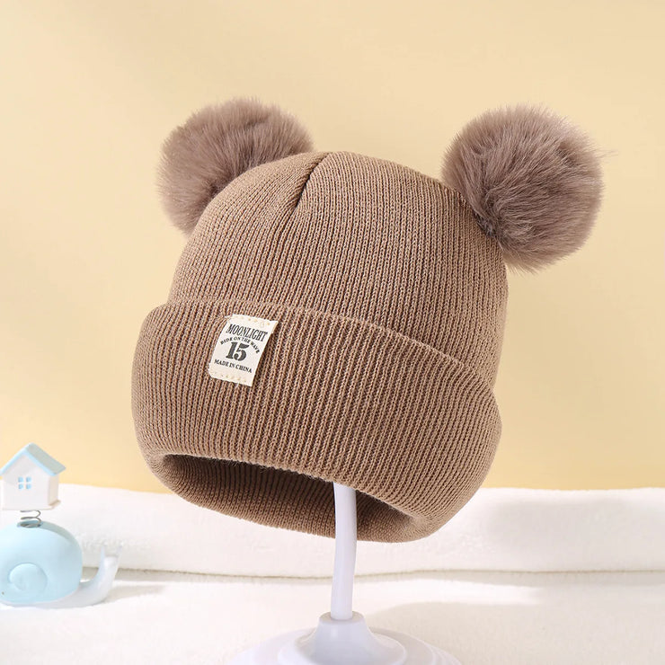 Solid Color Wool Knitted Baby Hat