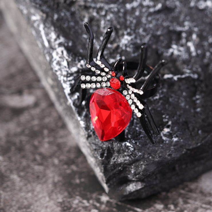 Halloween Rhinestone Spider Ring