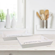 Pair Of White Wooden Trays