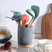 Kitchen Utensil Holder With Wooden Bottom