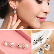 Silver Double Beaded Rhinestone Studs