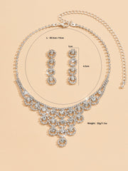 Rhinestone Necklace And Earrings Set