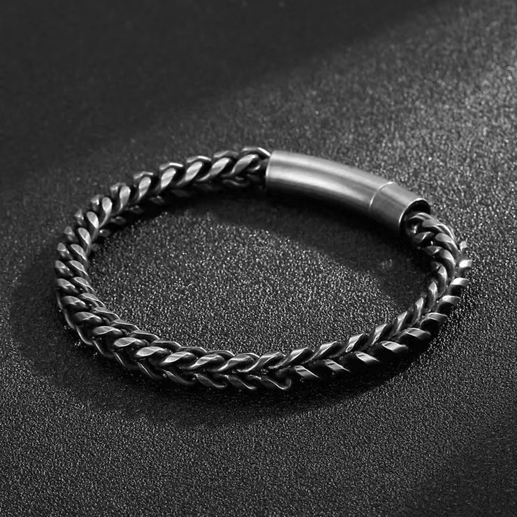 Round Mill Titanium Steel Bracelet For Men