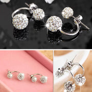 Silver Double Beaded Rhinestone Studs