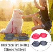 Foldable Rubber Double Pet Feeding Bowl