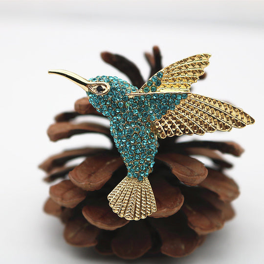 Retro Cute Hummingbird Brooch