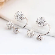 Silver Double Beaded Rhinestone Studs